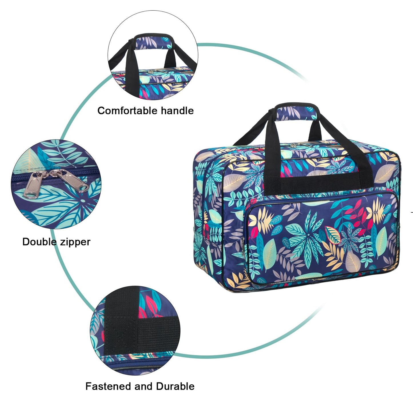 Haroranax Sewing Machine Carrying Case, Sewing Machine Carrying Case Tote Bag, Universal Tote Storage Bag with Pockets and Handles, Suitable for Most Standard Singer, Janome (Light Blue)