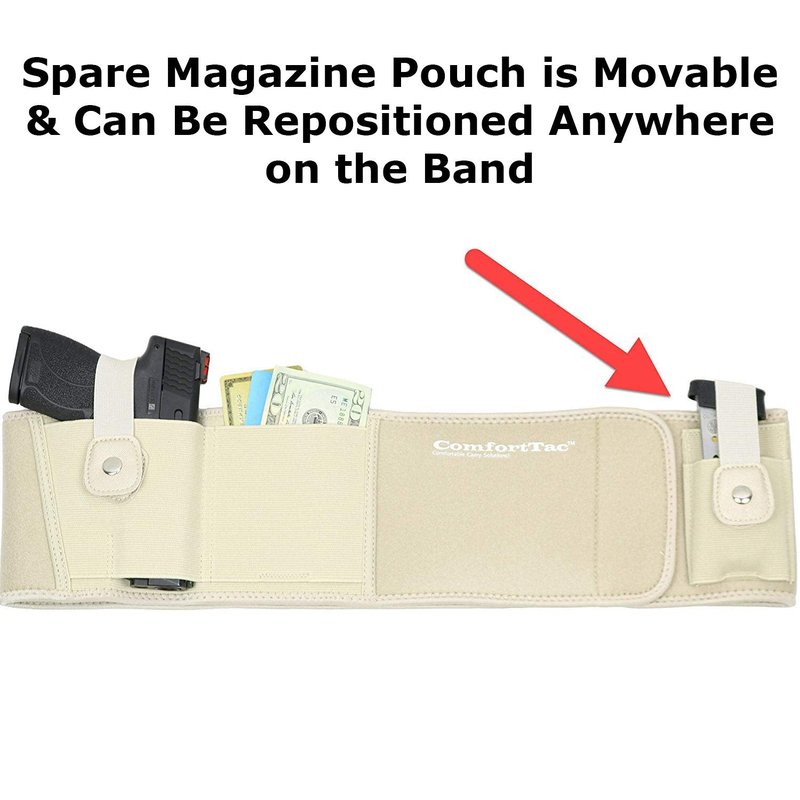 ComfortTac Ultimate Belly Band Holster for Concealed Carry | Fits Smith and Wesson Bodyguard, Shield, Glock 19, 17, 42, 43, P238, Ruger LCP, and Similar Sized Guns | for Men and Women