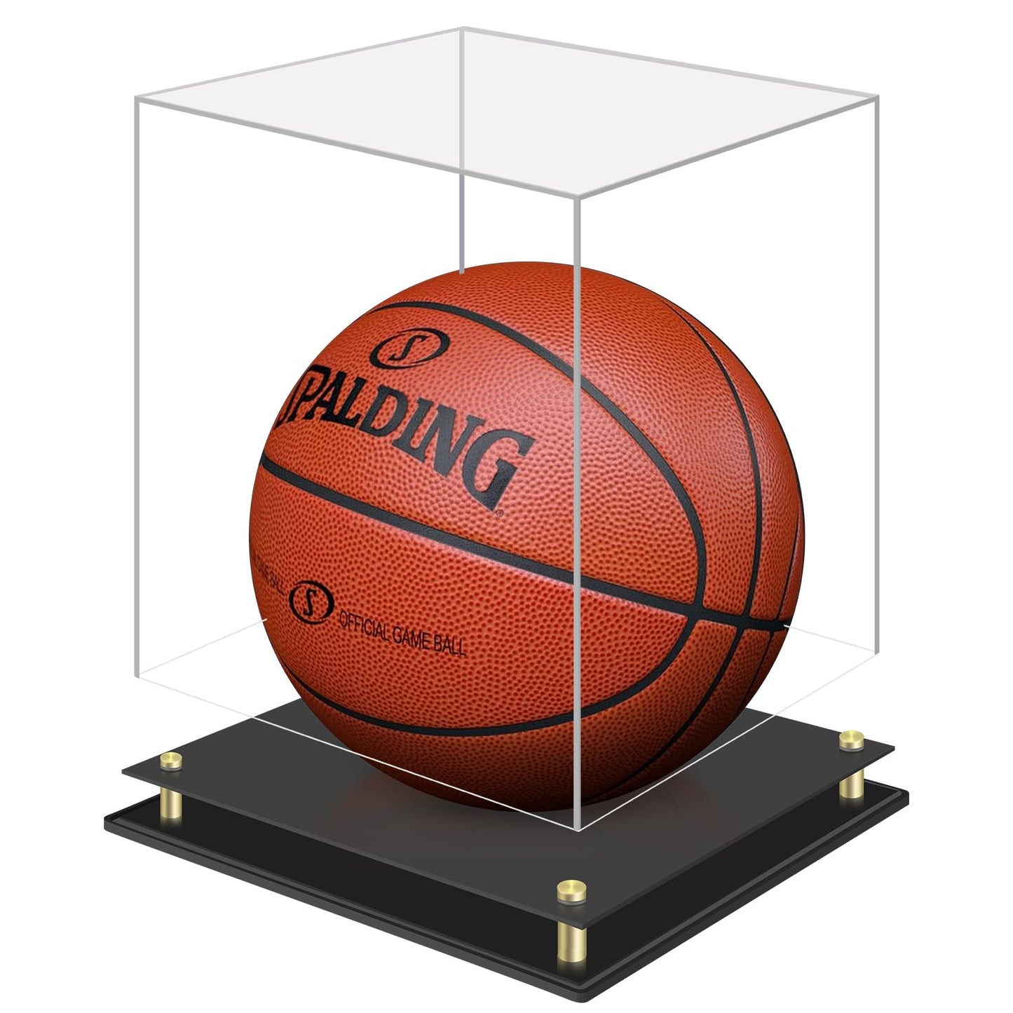 Basketball Display Case, Clear Acrylic Signed Basketball Case Stand Basketball Box Holder for Autographed Basketball Soccer for Boys Men Room Décor Ideal Gift Athlete (No Assembly Required)