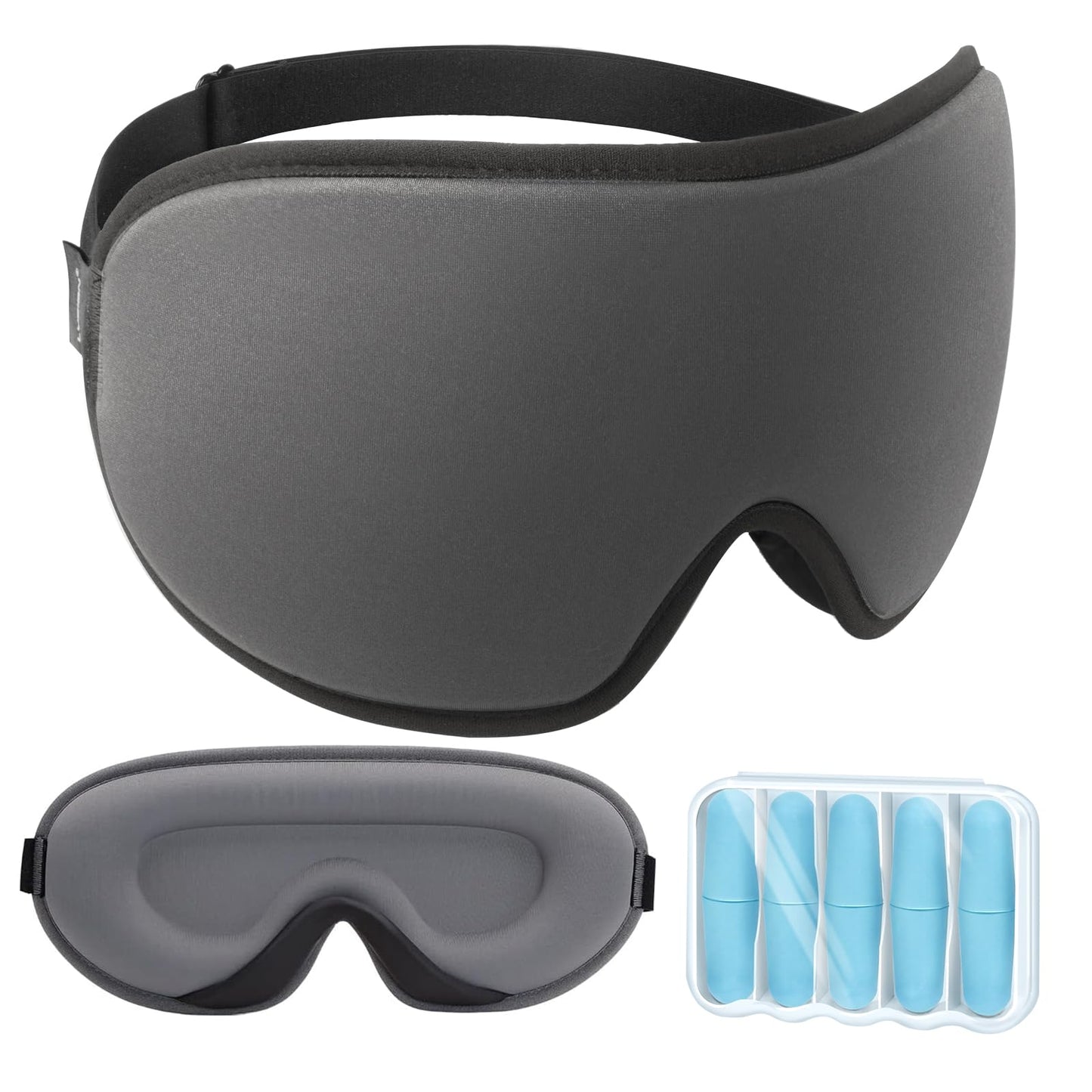 LYSIAN Sleep Eye Mask Men Women-3D Concave Comfortable Cooling Mask Blindfold for Adult Night Sleep Eyes Cover with Foam Ear Plugs for Sleeping, Yoga, Nap, Travel, Black