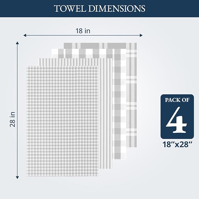 LANE LINEN Cotton Kitchen Towels Set, Quick-Drying Dish Towels, Tea Towels