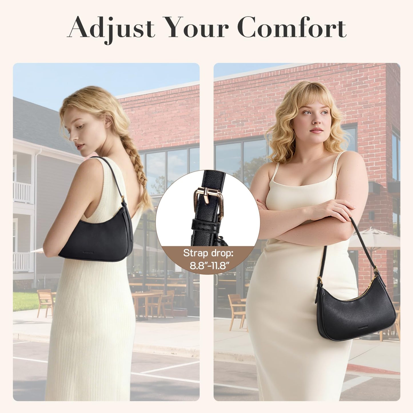 Missnine Purses for Women, Shoulder Bag Small Handbags Vegan Leather Underarm Bags Trendy Hobo Cute Clutch Purse with Adjustable Strap, Coffee
