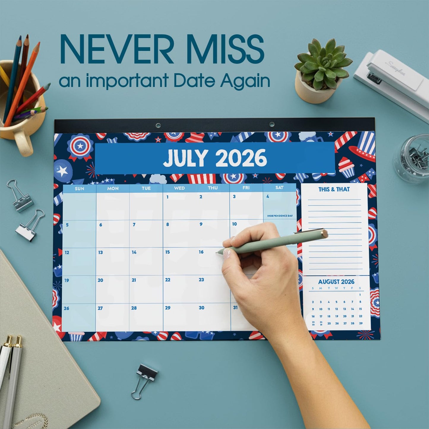 Large Desk Calendar 2026-2027, Teacher Desk Calendars, 18 Months (Jan 2026 - Jun 2027) with Holidays, Home Classroom, Office Decor, Teacher Must Haves, PVC Cover, Round Holes, Tear-off Calendar (Season Calendar)