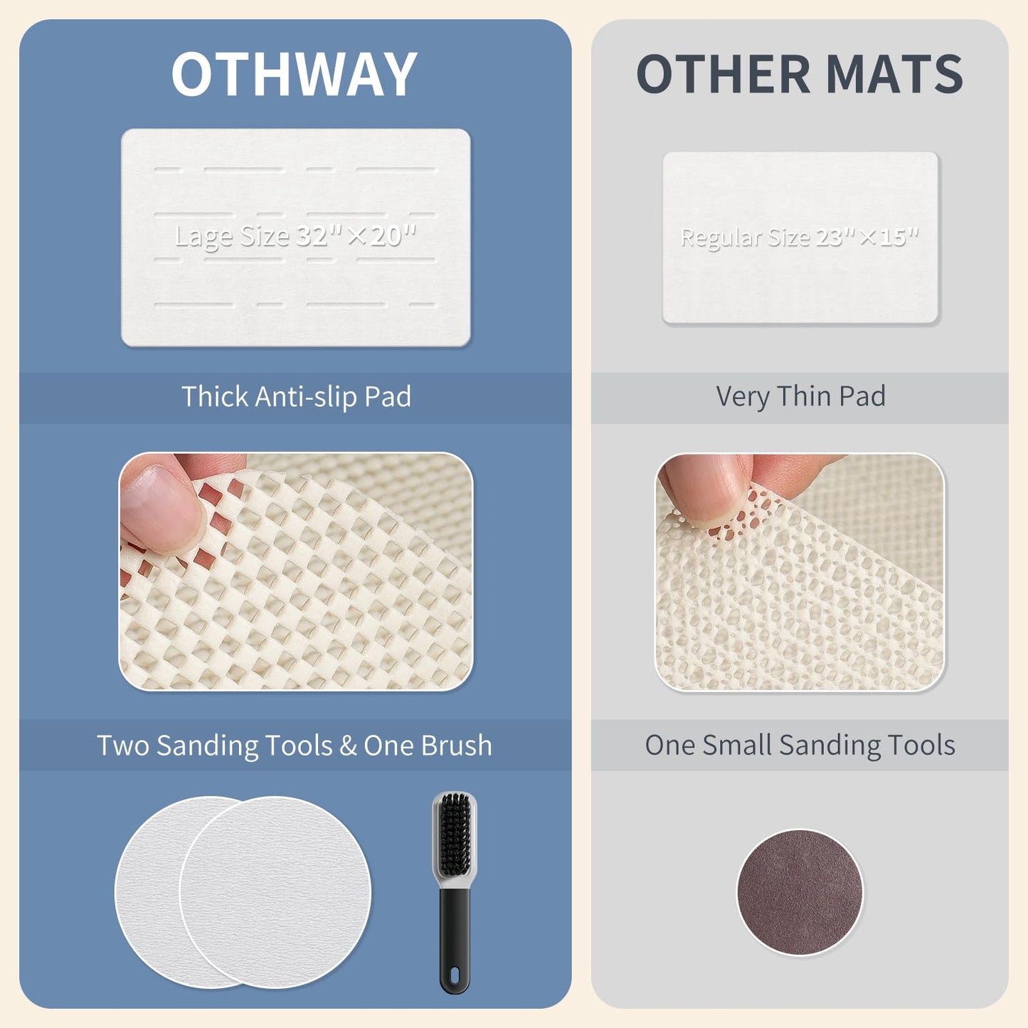 OTHWAY Large Stone Bath Mat, 32"x 20" Diatomaceous Earth Bath Mat for Bathroom Quick Drying Absorbing, Long Non-Slip Diatomite Hard Stone Shower Mat Instant Dry(White Grey)