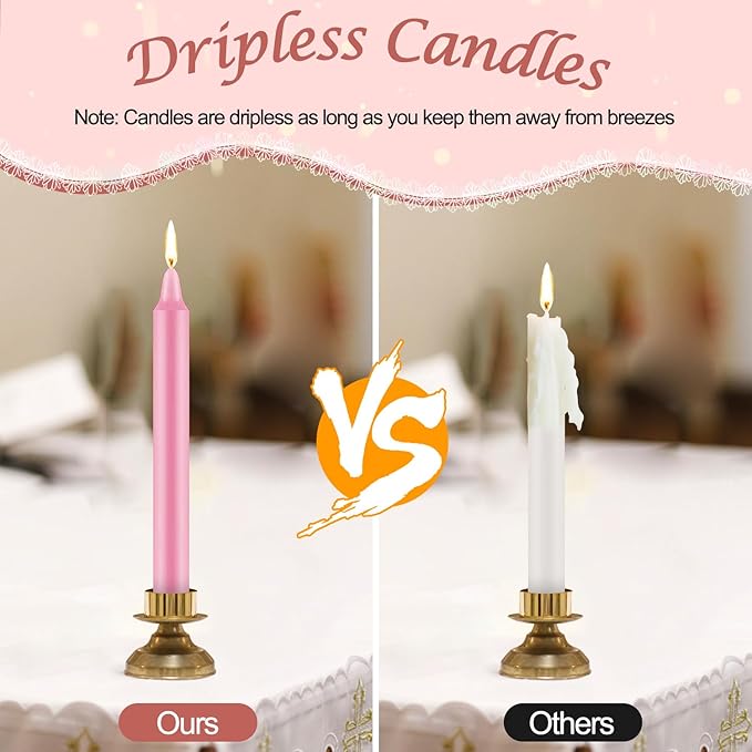 Tobeape – Set of 24 Pink Spell & Chime Candles – 4" Tall Unscented Mini Taper Candle for Witchcraft, Wiccan Altar, Magic Tools, Rituals, Prayer, Meditation and Party Decoration