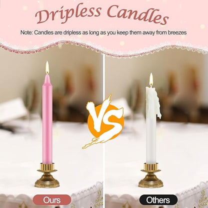 Tobeape – Set of 24 Pink Spell & Chime Candles – 4" Tall Unscented Mini Taper Candle for Witchcraft, Wiccan Altar, Magic Tools, Rituals, Prayer, Meditation and Party Decoration