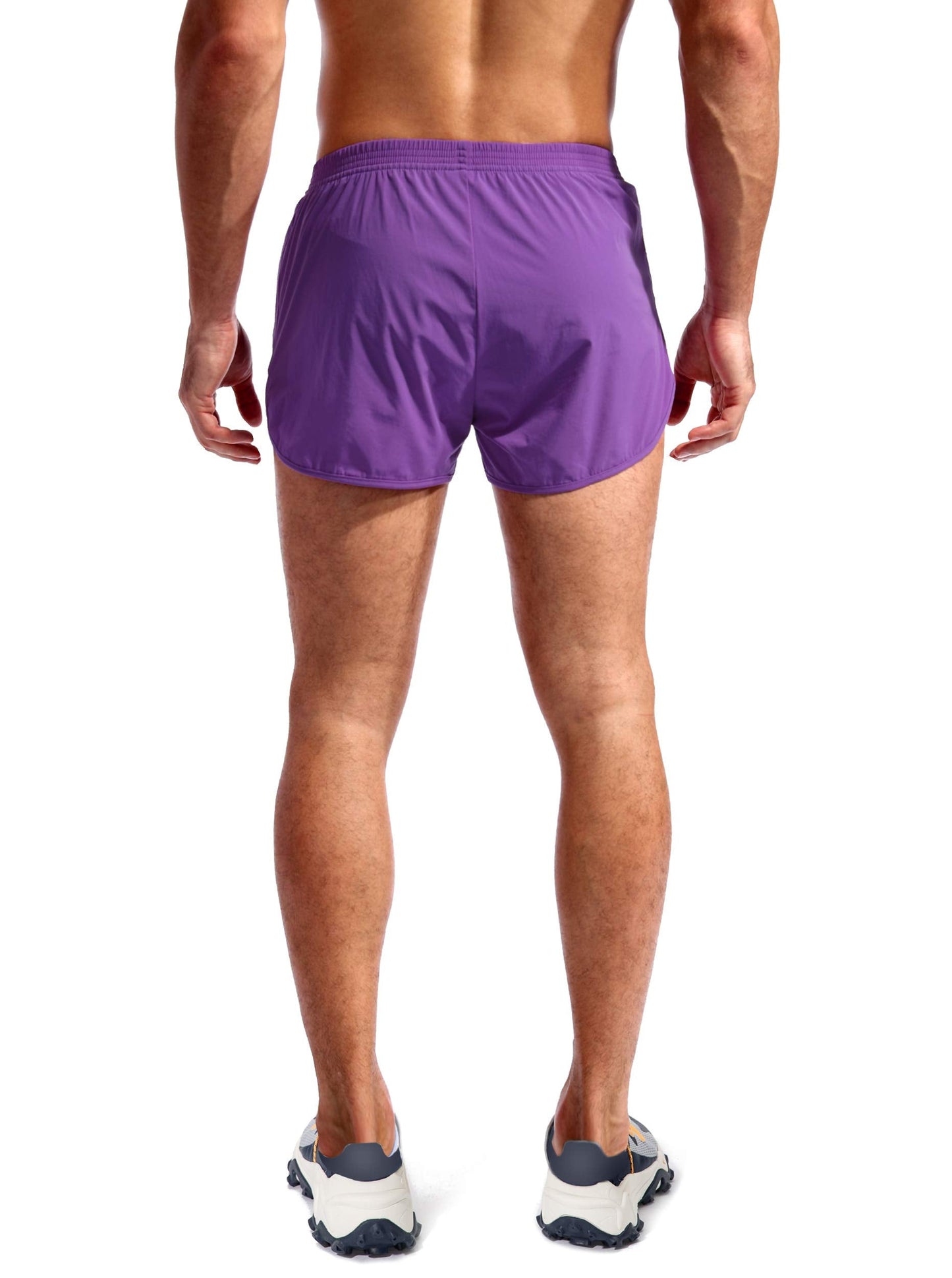 Pudolla Men’s Running Shorts 3 Inch Quick Dry Gym Athletic Workout Shorts for Men with Zipper Pockets(Purple Medium)