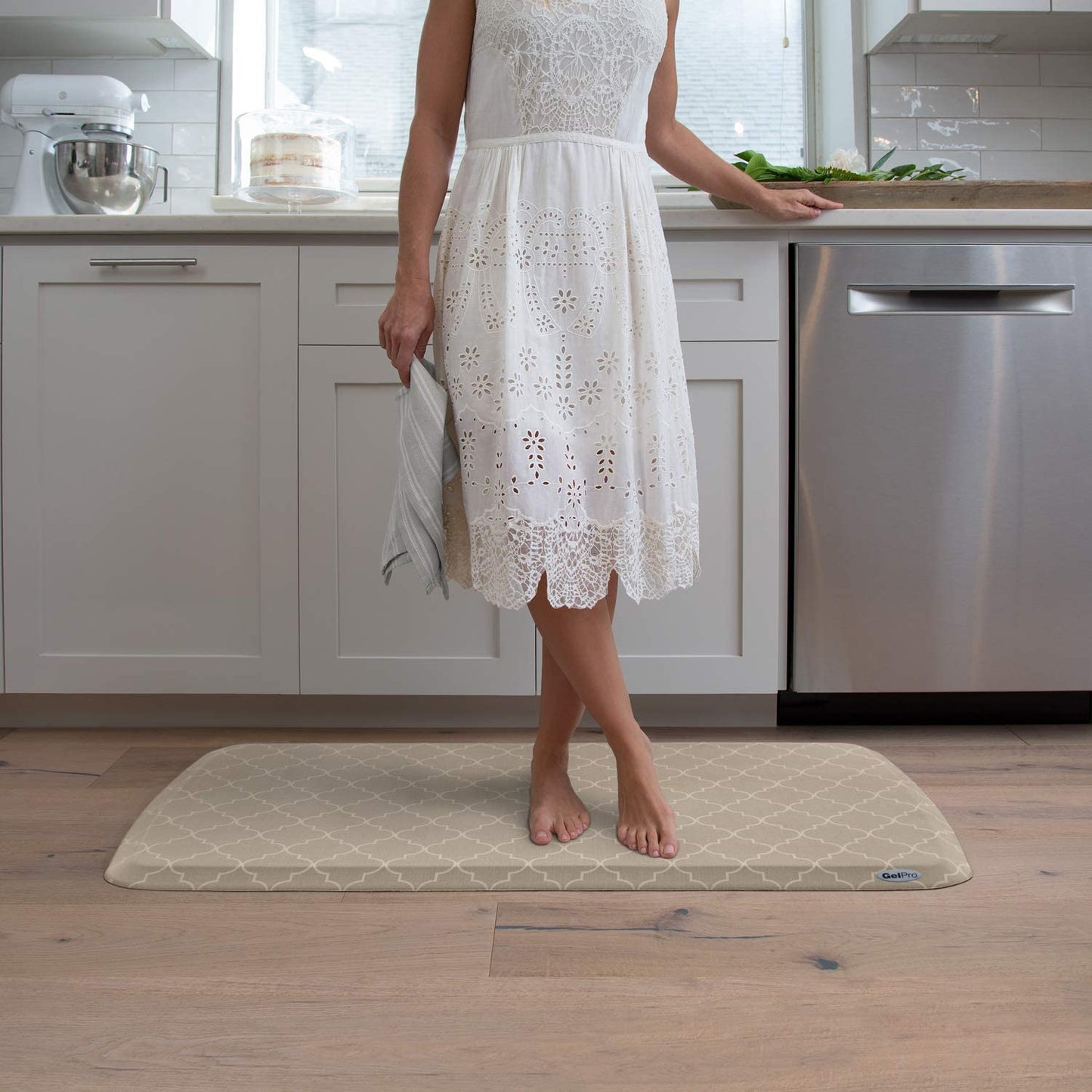 GelPro Elite Premier Anti-Fatigue Kitchen Comfort Floor Mat, 20x36,Trellis Khaki Stain Resistant Surface with Therapeutic Gel and Energy-Return Foam for Health & Wellness