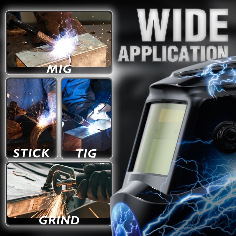 YESWELDER Auto Darkening Welding Helmet, Blue Light Blocking, 1/1/1/1 True Color Solar Powered Welding Hood with 2 Arc Sensors, Wide Shade 3.5/9-13 Welder Mask for TIG MIG ARC and Grind