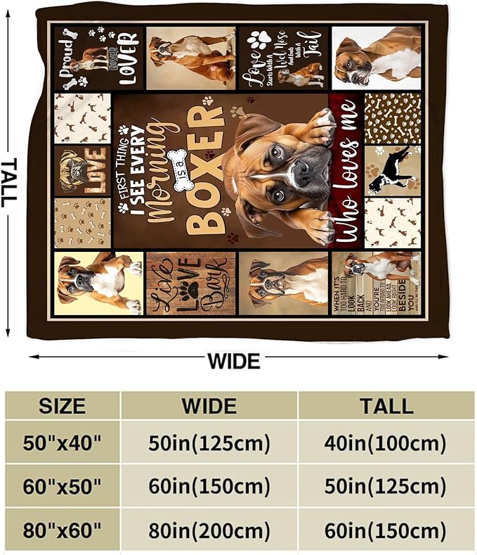 Boxer Dog Blanket, Puppy Throw Blankets, Animal Fuzzy Plush Blanket Ultra Soft for Dog Lover Gift Kids Teens Women Men Girls Boys Stuff Decor for Home Bedding Sofas Couch Camping 50"X40"