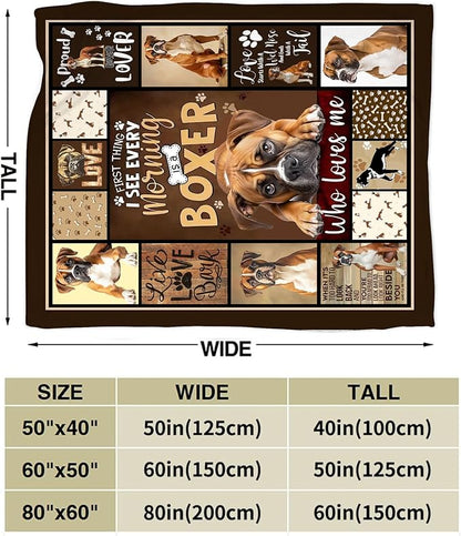 Boxer Dog Blanket, Puppy Throw Blankets, Animal Fuzzy Plush Blanket Ultra Soft for Dog Lover Gift Kids Teens Women Men Girls Boys Stuff Decor for Home Bedding Sofas Couch Camping 50"X40"