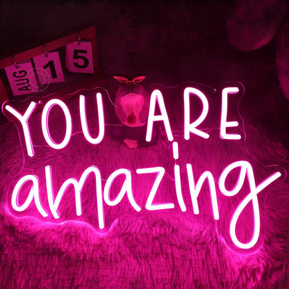SYLHOME You Are Amazing LED Neon Light Sign 5V Girls Boys Bedroom Living Room Classroom Wall Decor Sign Hanging Smart Kid Birthday USB 16.9" X 10.6" Warm White