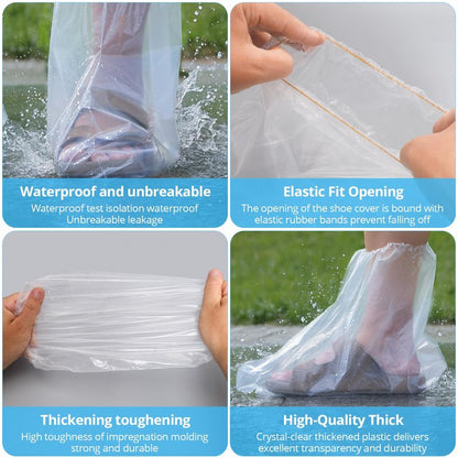 Disposable Waterproof Shoe Covers for Rain – Adult Transparent Short Booties, Non-Slip Plastic Rain Shoe Covers, 24PCS (12 Pairs) for Travel, Outdoor, Commuting