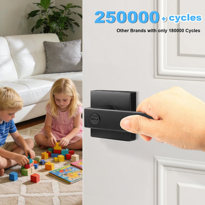Brotima 5 Pack Matte Black Door Handles Privacy Door Levers, Heavy Duty Bed and Bath Door Locks Interior Keyless Locksets, Reversible Flat Levers with Square Rosette