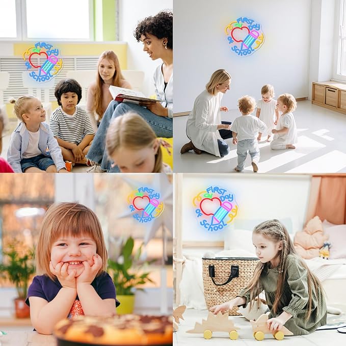 Horseneon First Day of School Neon Sign School Neon Signs for Classroom,Lights for Wall Decorative Colorful LED Wall Decor for Classroom Dorm or Home a Gift for Students and Teachers