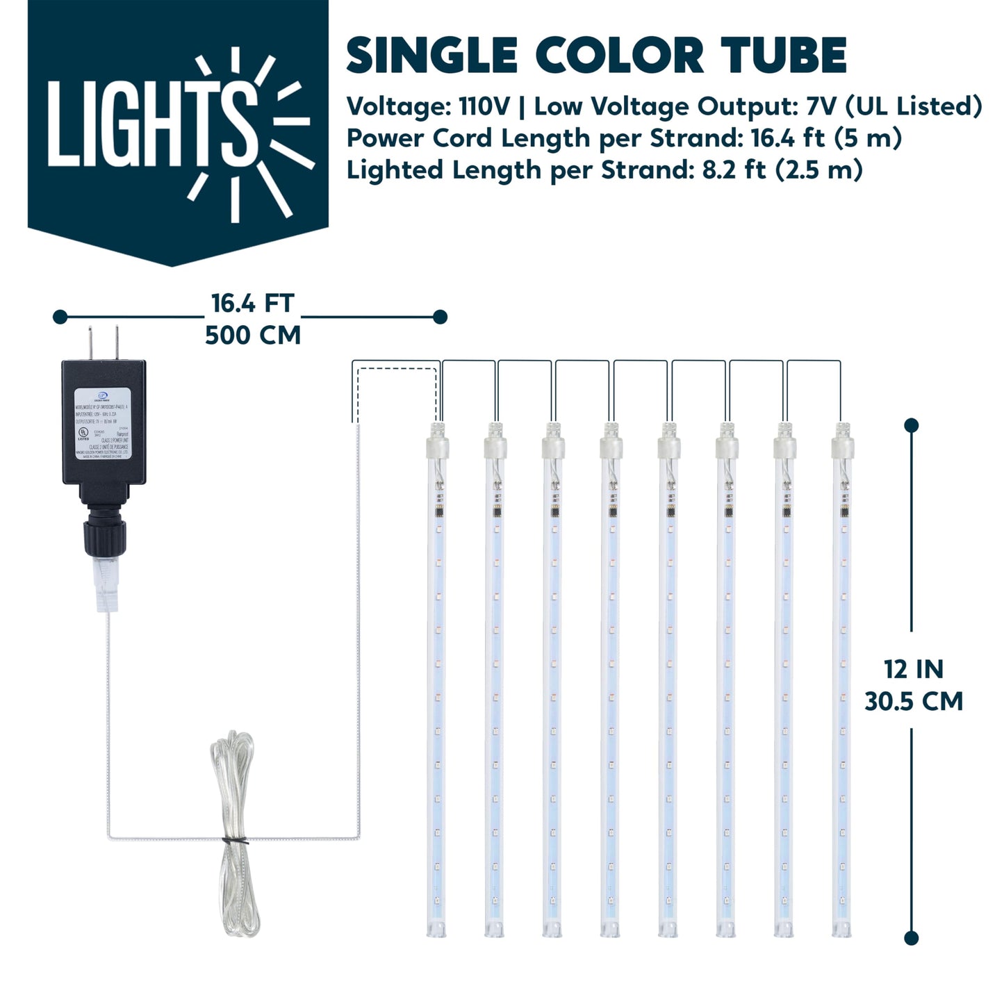 JOYIN Christmas Lights Outdoor,8 Tubes Meteor Shower Lights Warm White,192 LEDs, Snowfall Icicle Cascading Rain Light for Christmas Tree Decorations, Wedding Party Holiday Decor