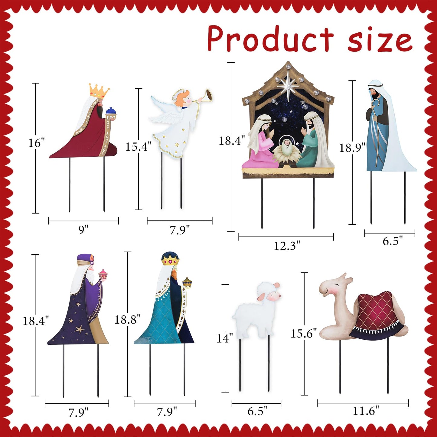 Christmas Yard Sign Decorations Outdoor with LED Lights Christmas Nativity Scene Yard Signs with Metal Stakes for Xmas Holiday Party Lawn Sign Garden Decor Xmas Outdoor Yard Signs