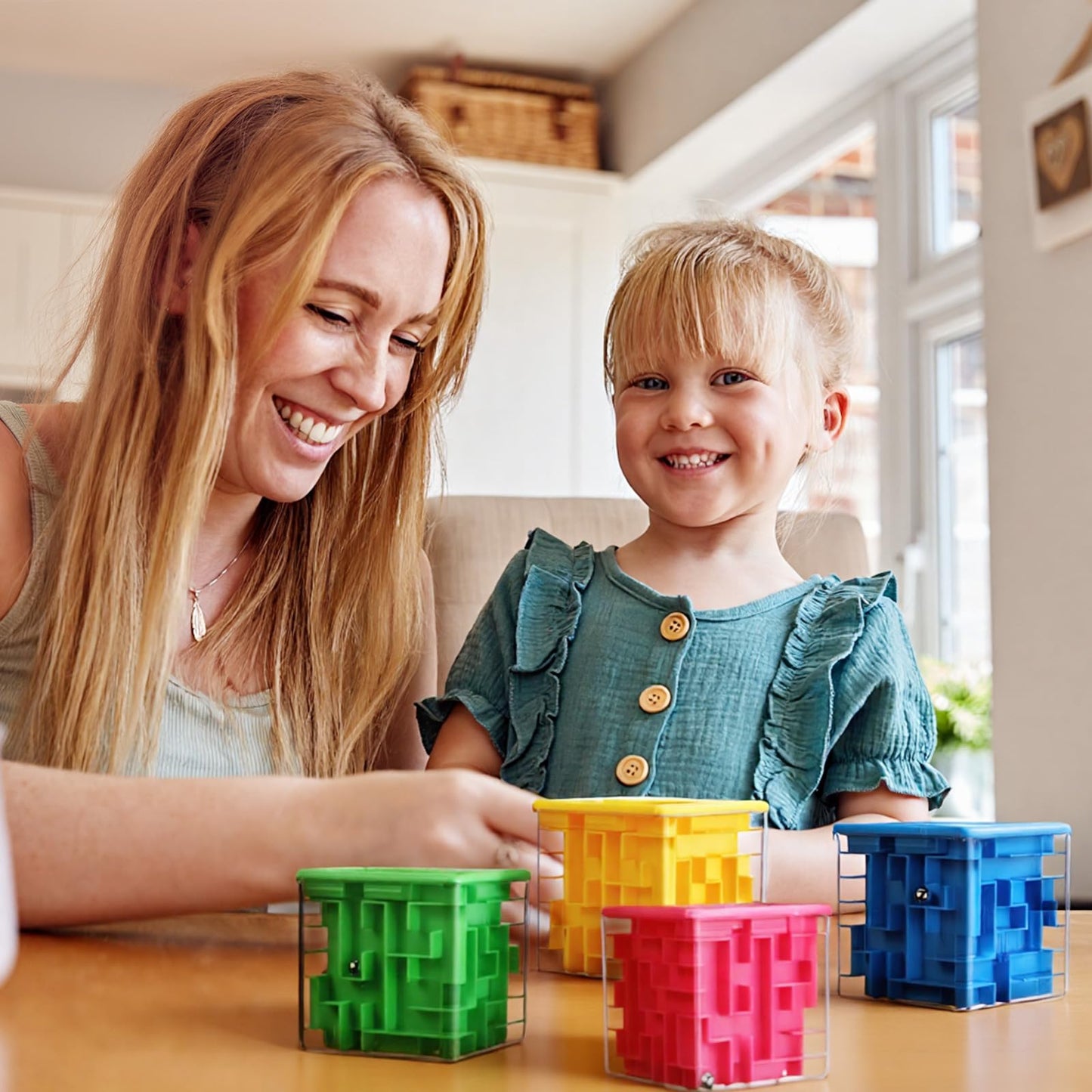 4 Pcs Money Box for Cash Gift Stocking Stuffers Plastic Cash Money Maze Puzzle Box for Adults Christmas Birthday Party Favors (Blue)
