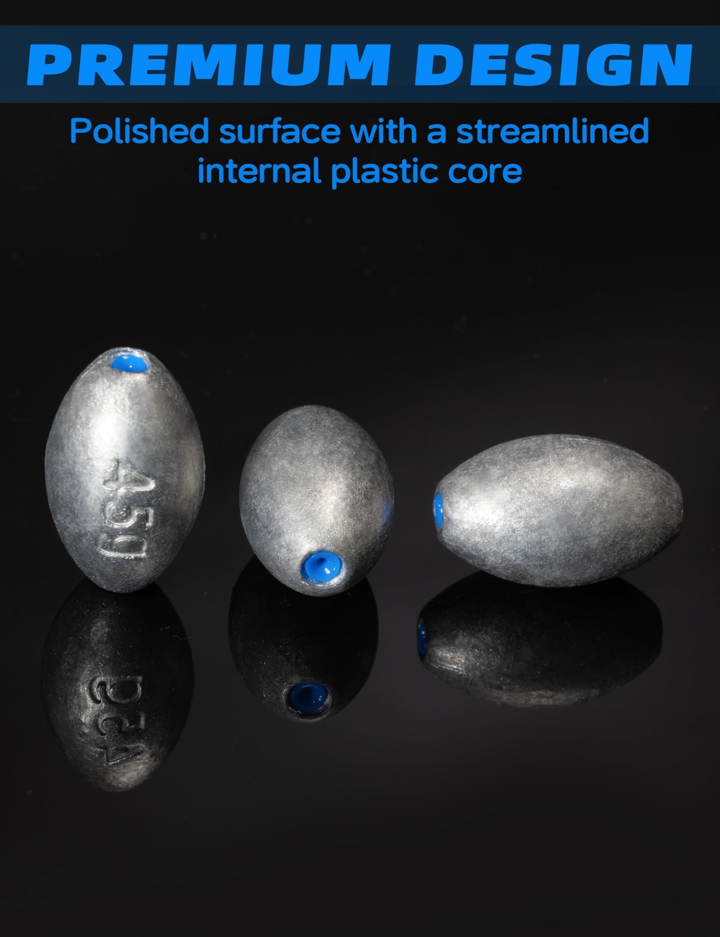 BLUEWING Egg Sinkers Fishing Weights Oval Shaped Fishing Sinkers Lead Fishing Sinker for Saltwater Fishing，1/2 oz, 15pcs