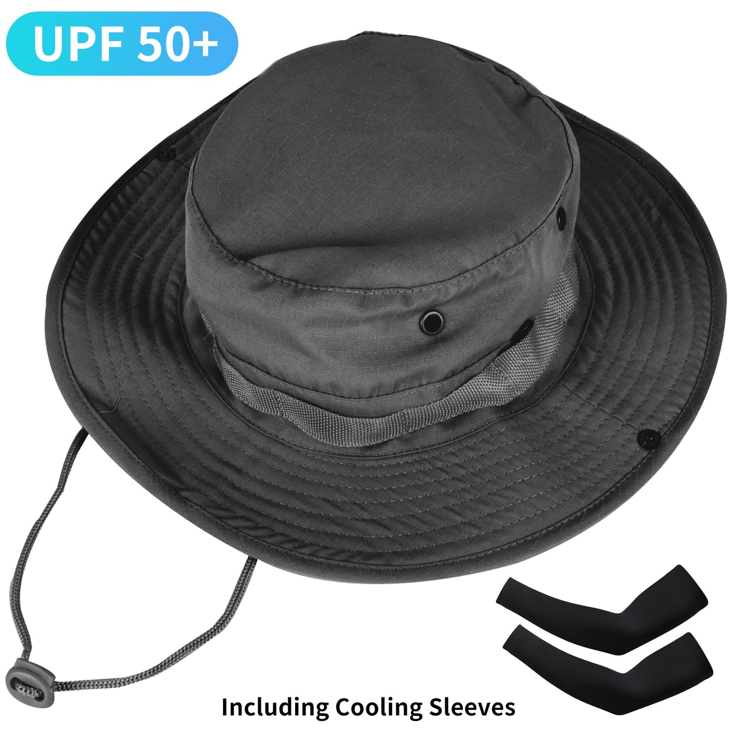 Sun Hats for Men Women Bucket Hat UPF 50+ Boonie Hat Foldable UV Protection Hiking Beach Fishing Summer Safari(Upgraded-1pack-Black)