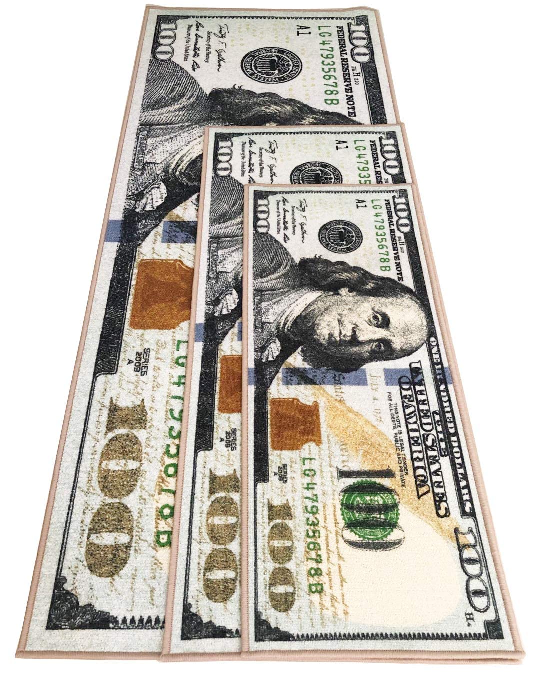HUAHOO Money Rugs 100 Dollar Bill Runner Cool Area Rug for Living Room Kitchen Rug Laundry Runner Rug Bedroom Bathroom Mat (18" x 43")