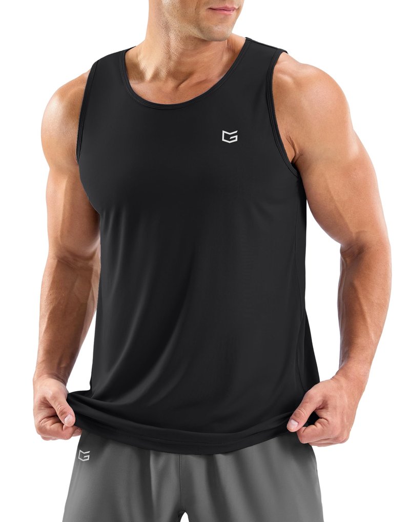 G Gradual Men's Workout Tank Tops Sleeveless Muscle Shirts Summer UPF 50+ Quick Dry Shirts for Men Athletic Running Gym(Black,2XL)