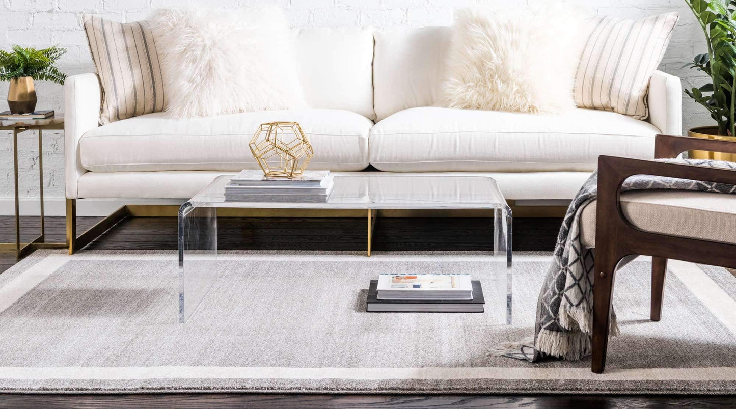 Unique Loom Del Mar Collection Area Rug - Maria (9' x 12' 2" Rectangle, Gray/ Ivory)