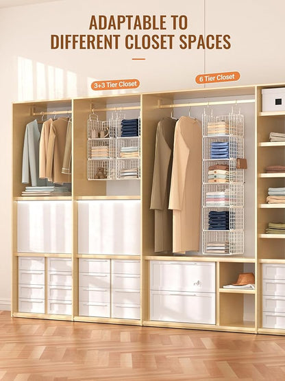 6 Tier Closet Hanging Organizer, Metal Closet Organizers and Storage