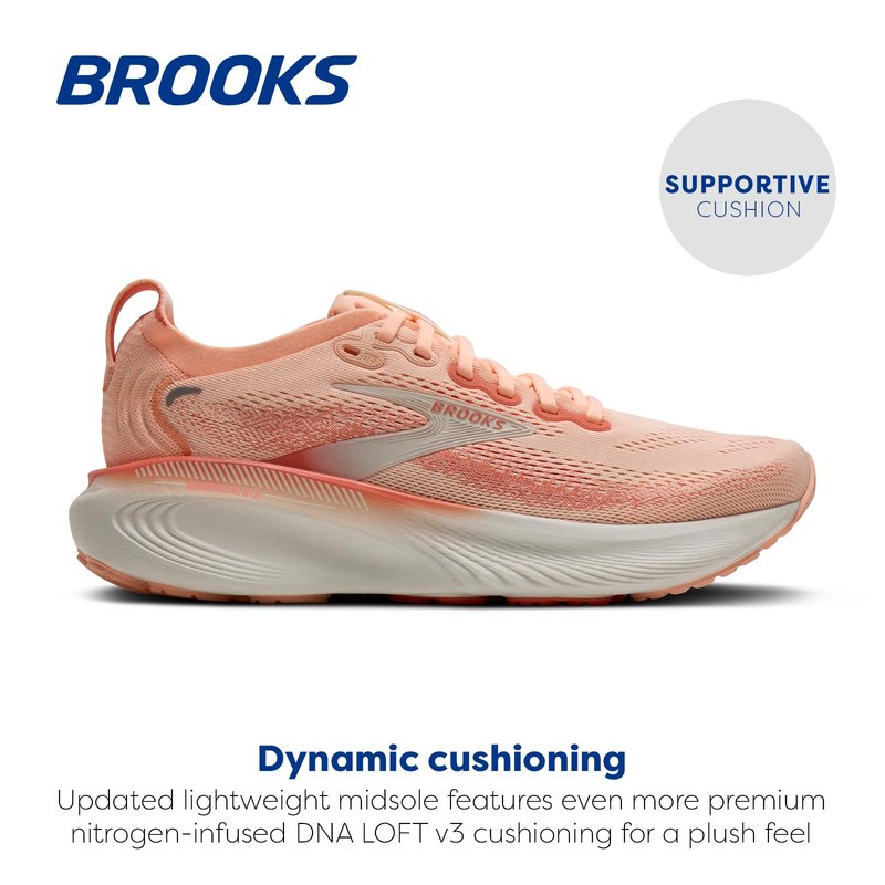 Brooks Women’s Adrenaline GTS 25 Supportive Running & Walking Shoe - Peach Echo/Coconut - 12 Medium