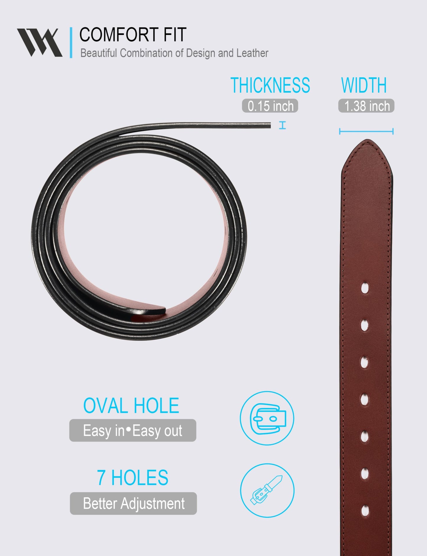 WOLFANT Men's 35mm Dress Casual Belt in Gift Box,100% Italian Full Grain Real Solid Leather