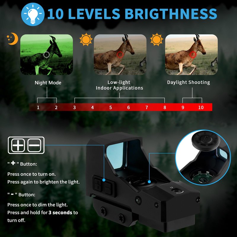 ToopMount 1x29mm Reflex Dot Sight, Multi-Reticle 3 MOA Red Dot Sight, Shake Awake 11 Levels Illuminated Multi-Coated Red Dot Scope, 1000G's Shockproof Waterproof Red Dot Optics for 20mm Picatinny