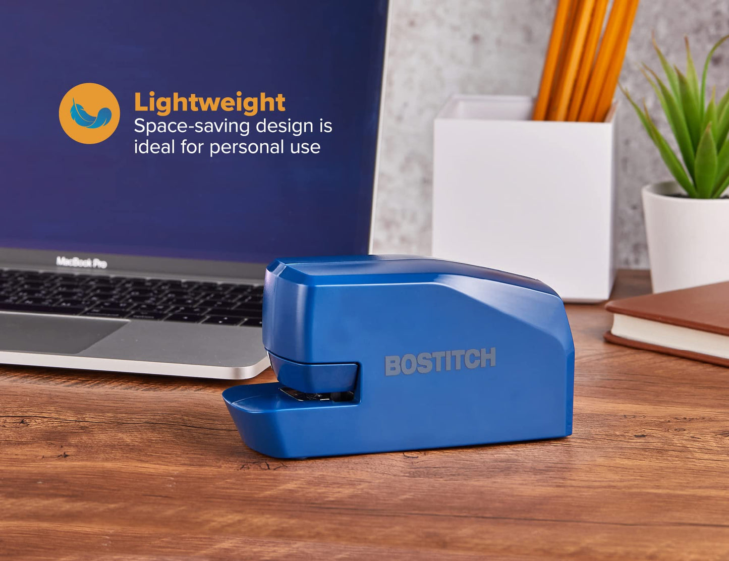 Bostitch Office Portable Electric Stapler, 20 Sheets, AC or Battery Powered, Includes 1250 Staples, Blue