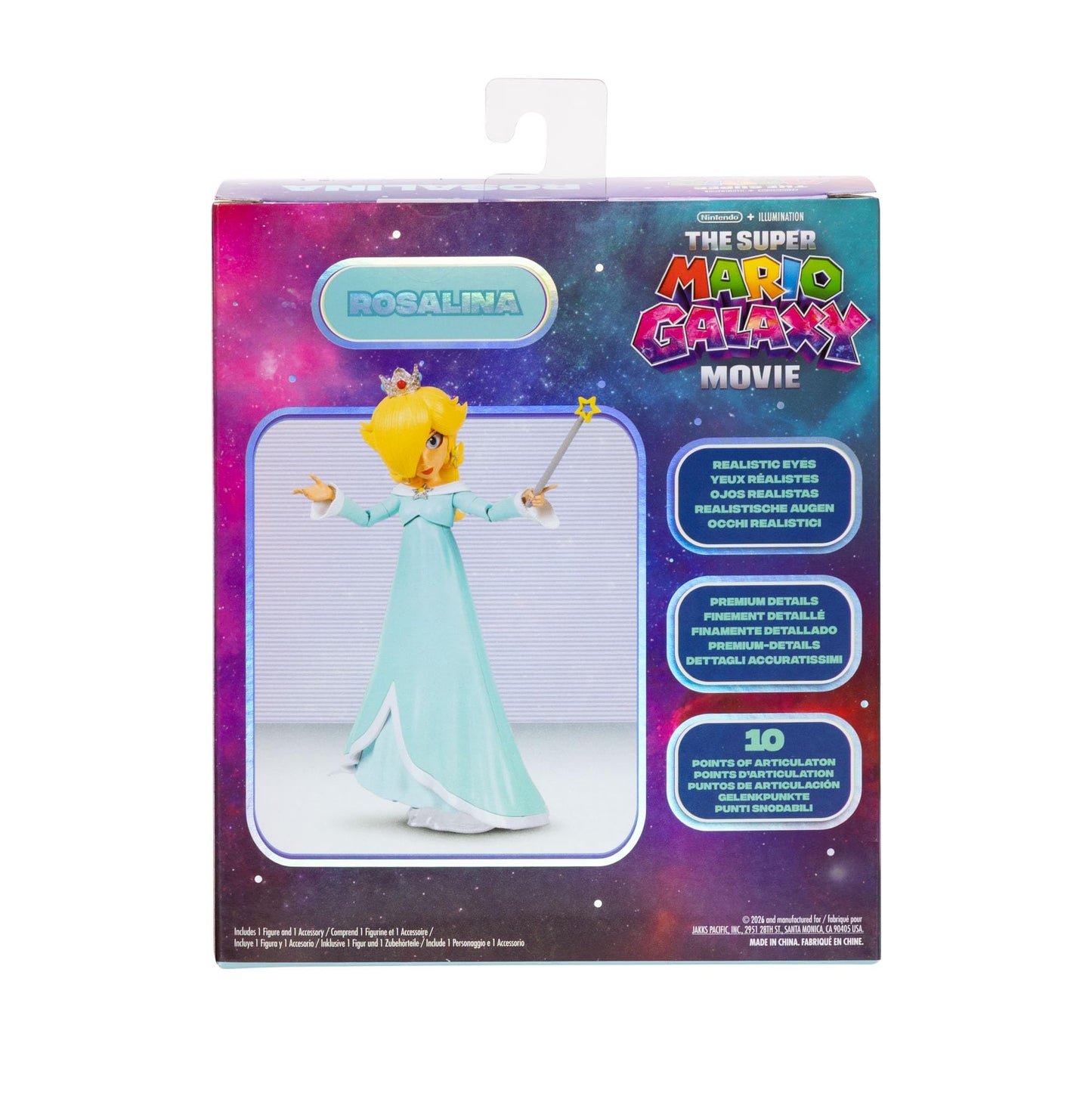 The Super Mario Galaxy Movie 5” Action Figures Series 1 – Rosalina Figure with Wand and Clear Stand Accessories - Premium Details 10 Points of Articulation