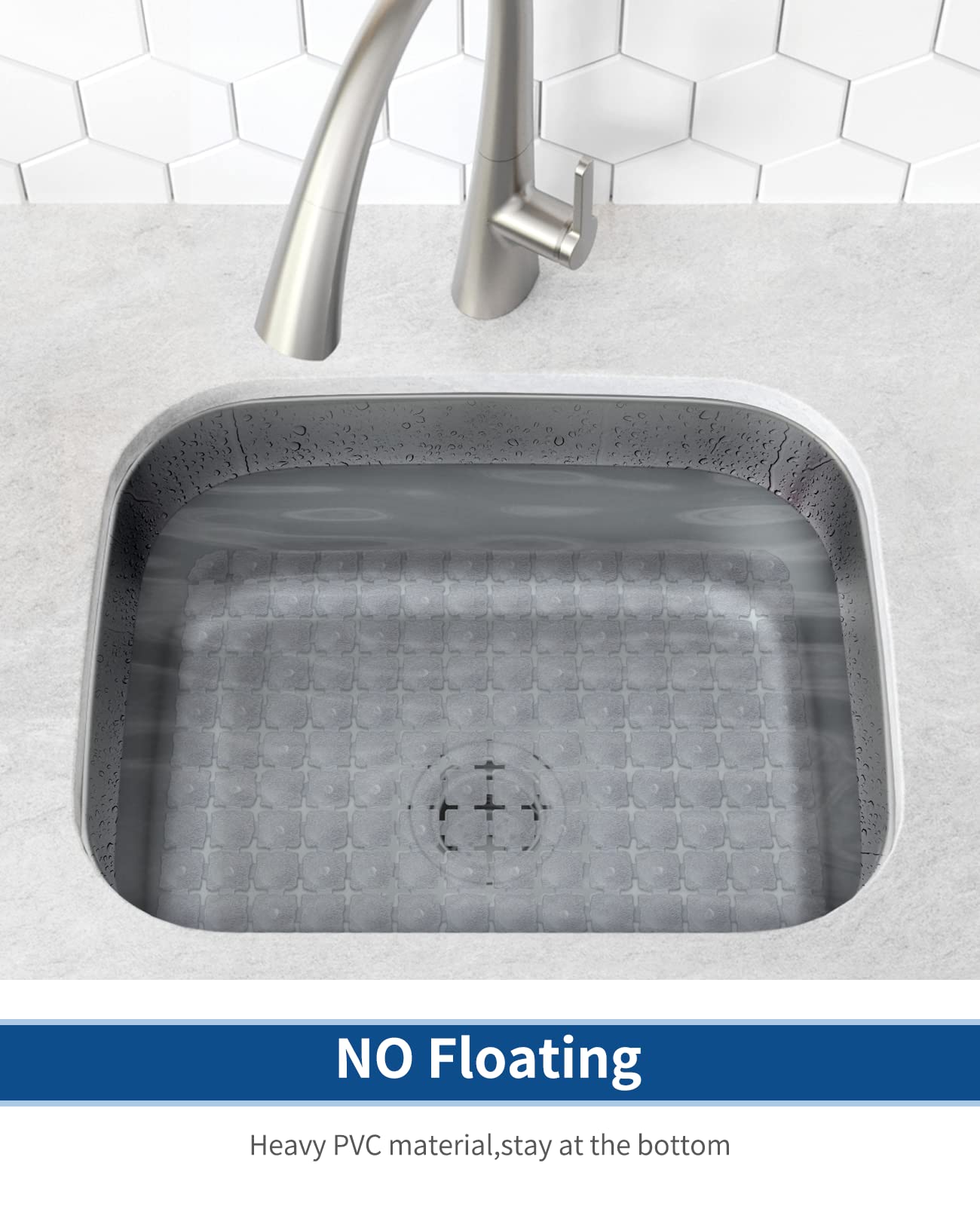 Bligli Sink Mat for Stainless Steel/Ceramic Sinks, 2 Pack 15.7x11.8 inches PVC Sink Protectors for Bottom of Kitchen Sink, Dishes and Glassware drain Mats, Durable and Fast Draining (Transparent)