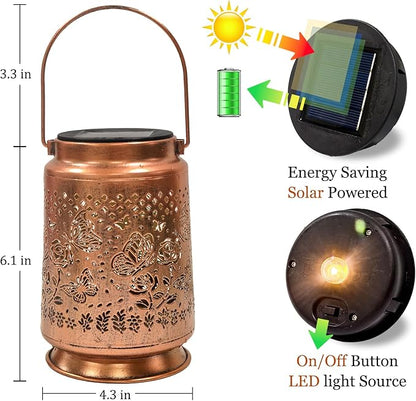 Butterfly Solar Lanterns Outdoor Waterproof, Christmas Birthday Retirement Gifts for Women Mom Grandma, Hanging Solar Lantern Garden Decor for Outside Yard Patio Garden Halloween Decorations