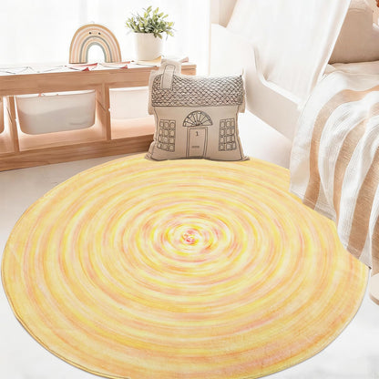 Lacomfy Kids Rug 3.3Ft Round Play Carpet for Boys Girls Bedroom Nursery, Soft Playroom Rug for Toddlers Children, Neutral Modern Abstract Mat for Dorm Bedside Living Room Indoor Decor, Yellow Gradient