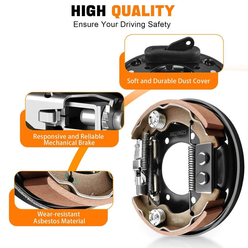 Golf Cart Brake Assembly Rear for EZGO TXT PDS Medalist and Yamaha Golf Carts G14 G16 G19 G20 G21 G22 Driver Side and Passenger Side, Includes Brake Shoes, OEM# 70998-G01 70998-G02 JN6-F7290-03-00