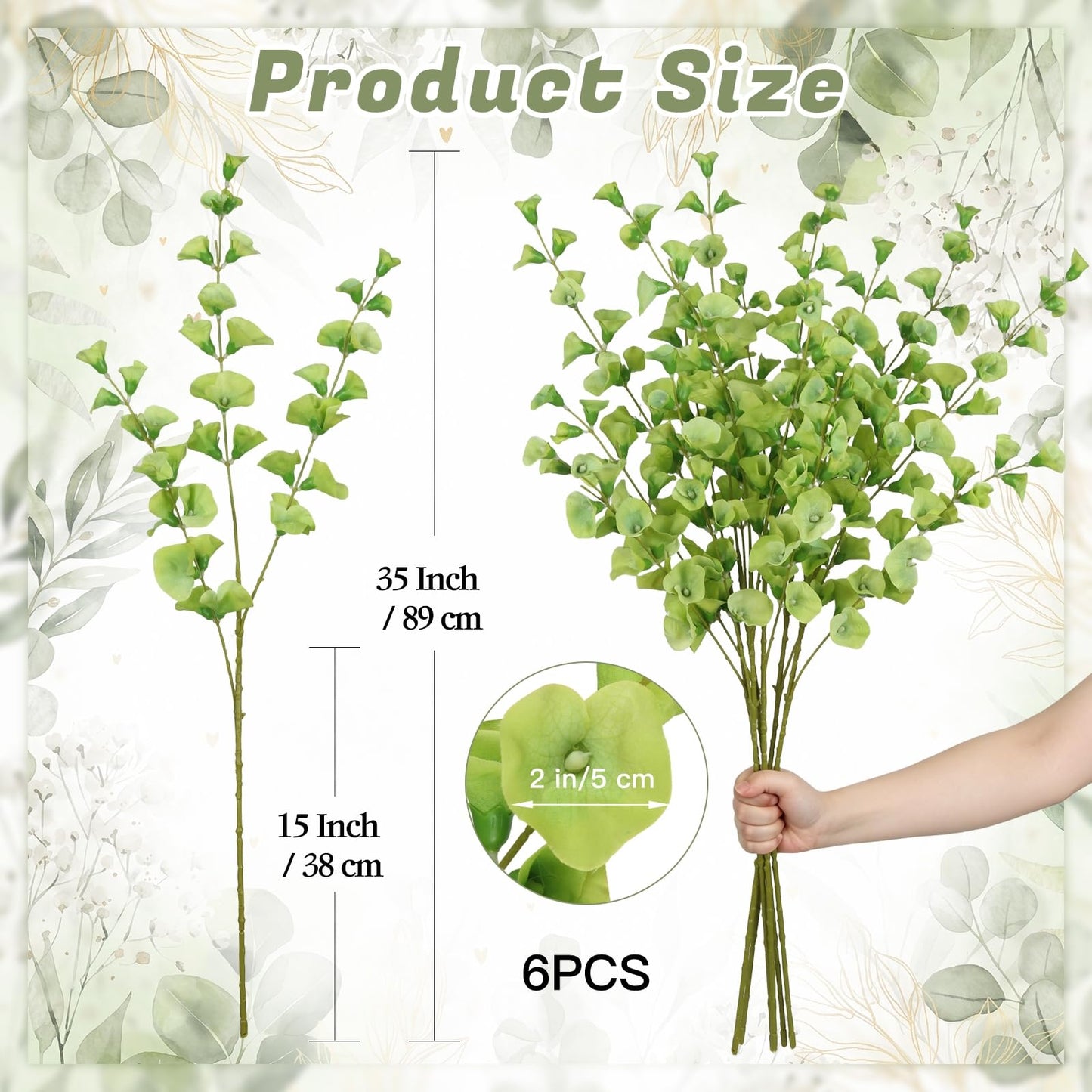 6 PCS Shell Leaf Artificial Flower Bells Grass Flowers Bell of Ireland Artificial Flower 35" Long Stem Greenery Fillers for Vase Wedding Bouquet Home Office Arrangement Indoor Outdoor Decor(Green)