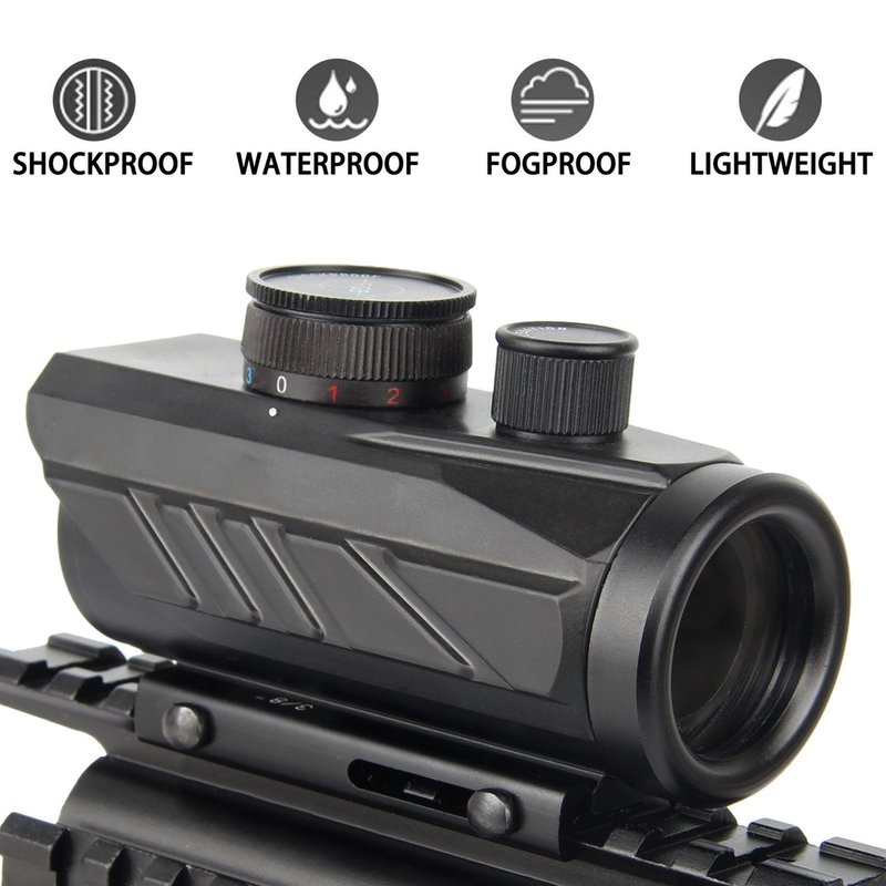 KASENTE Tactical 1x30mm Reflex Sight - Green & Red & Blue Dot, Airsoft Gun Optic, Rifle Scope, with 11mm/21mm Rail Mount