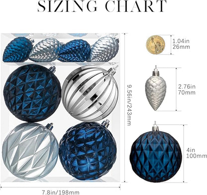 JORNOY Christmas Tree Ornaments, 4inch/100mm Shatterproof Ornaments for Christmas Tree Set - Large Plastic Decorative Hanging Balls Ornaments for Xmas Tree Decorations Party, 12ct (Earth Tone)