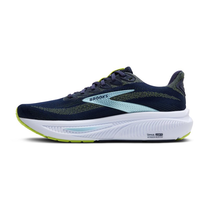 Brooks Men’s Ghost 17 Neutral Running Shoe - Peacoat/Lime/Blue - 9 Medium