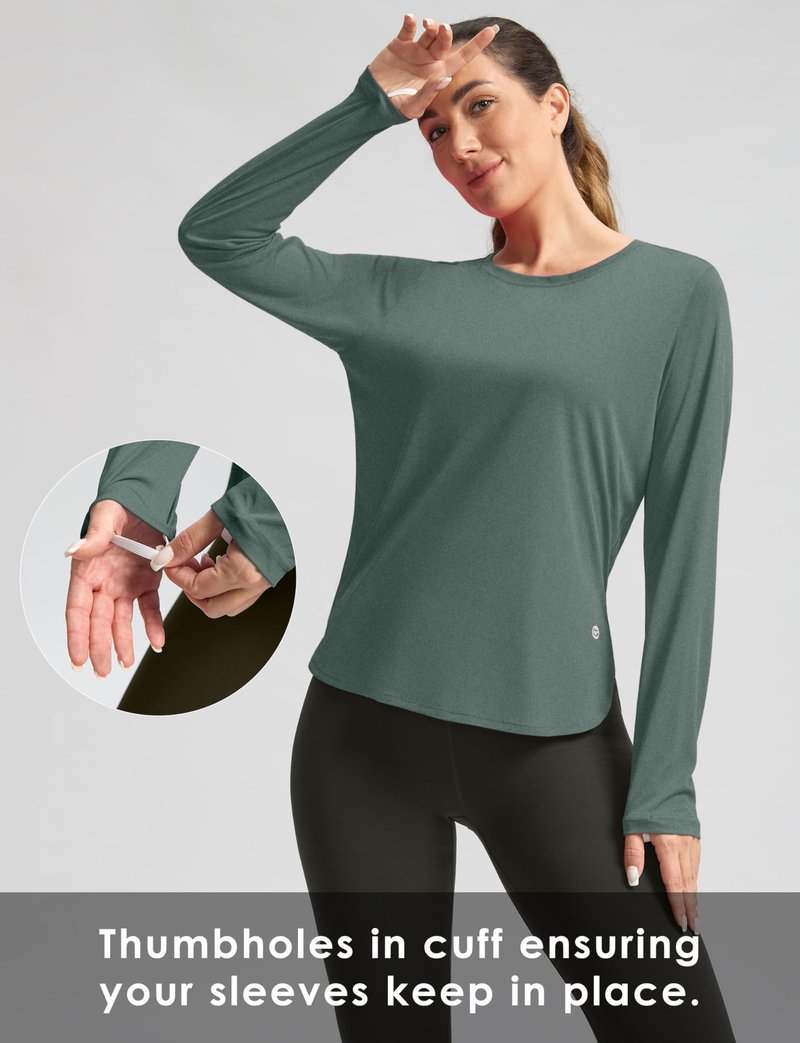 Women's Sun Shirts UPF 50+ Long Sleeve UV Protection Shirt Lightweight Quick Dry Workout Hiking Tops for Women(Malachite Green,XXL)