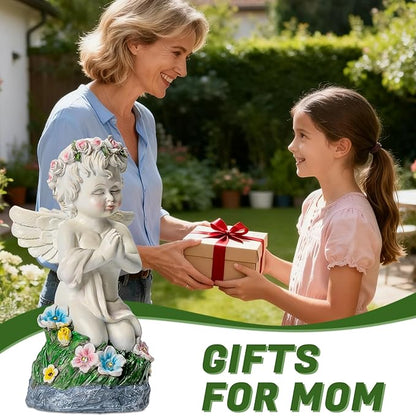 Angel Garden Decor Solar Angel Figurines with Flower Lights Birthday Gifts for Women Angel Statue for Patio Lawn Yard Balcony Home Decor