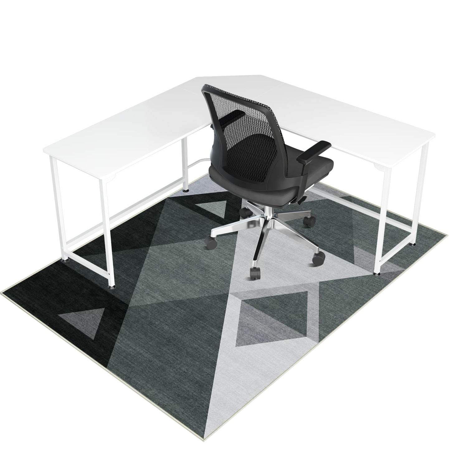Office Chair Mat for Hardwood Floor & Tile Floor,48"X 60" Heavy Duty Desk Chair Mat for Hard Floors, Under Desk Rug for Rolling Computer Chair,Anti Slip,Low Pile Carpet Floor Protector-Triangle