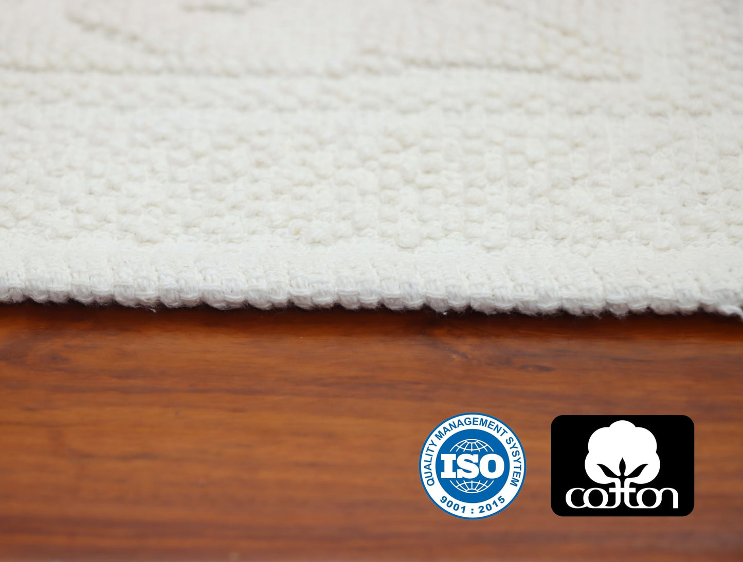 COTTON CRAFT Woven Area Rug - 2 Pack Cotton Jacquard Textured Rug - Boho Farmhouse Rustic Throw Rug with Fringe - Machine Washable Accent Mat for Bedroom Living Room Entryway Nursery - 20x32 - White