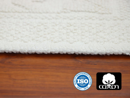 COTTON CRAFT Woven Area Rug - 2 Pack Cotton Jacquard Textured Rug - Boho Farmhouse Rustic Throw Rug with Fringe - Machine Washable Accent Mat for Bedroom Living Room Entryway Nursery - 20x32 - White