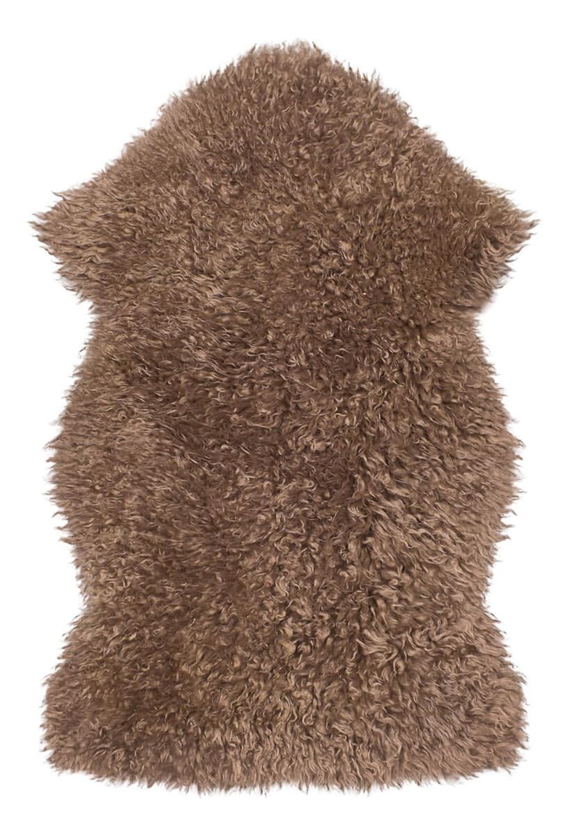 Khara Home Genuine Sheepskin Rug – Soft & Fluffy Curly Hair Single Pelt (2' x 3') Dark Beige Lambskin Area Rug for Bedroom or Living Room – Made in Argentina