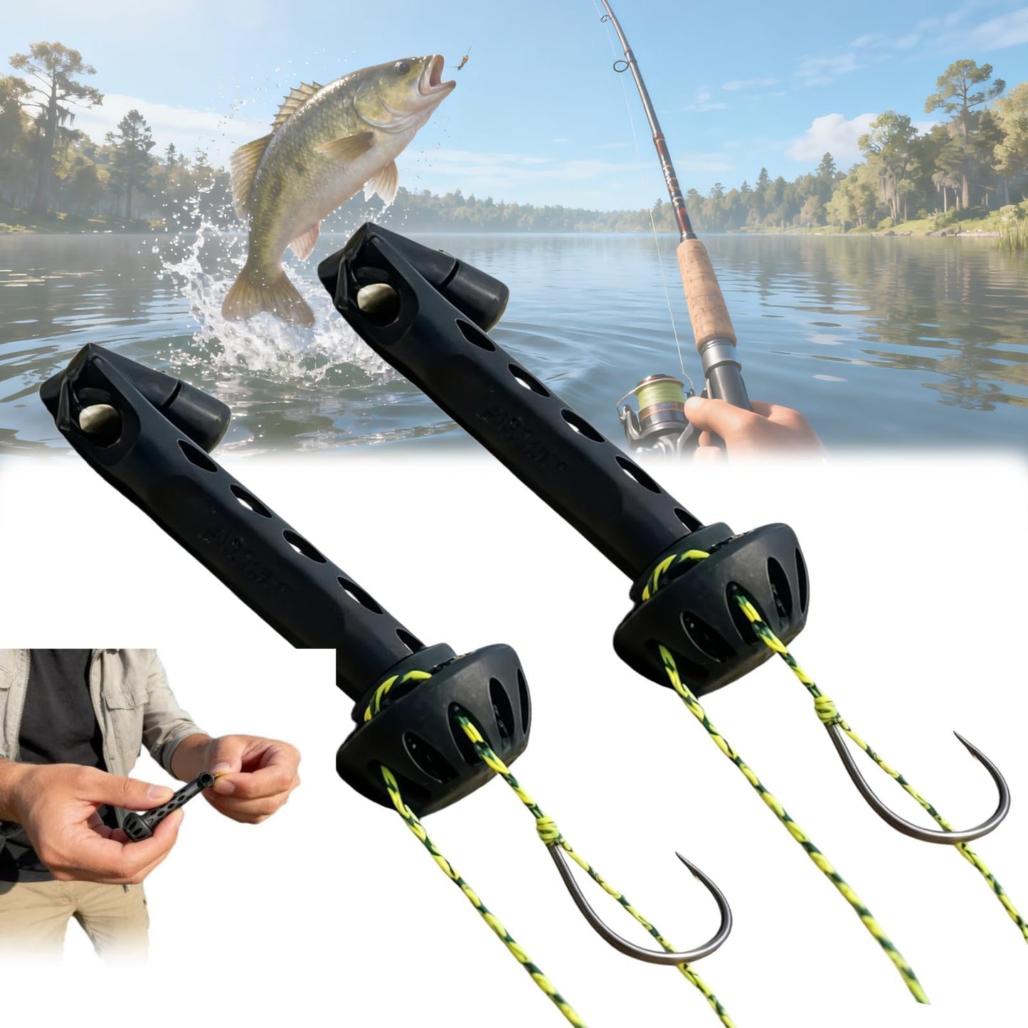 Fly Roost Magnetic Fly Threader, Flys Threader Fishing Anglers Tippet Threaders, Universal Knot Helper Knot Assist for Threading Hooks, Fish Accessory to Easily Rig Small Flies Tippet on Water (2pcs)