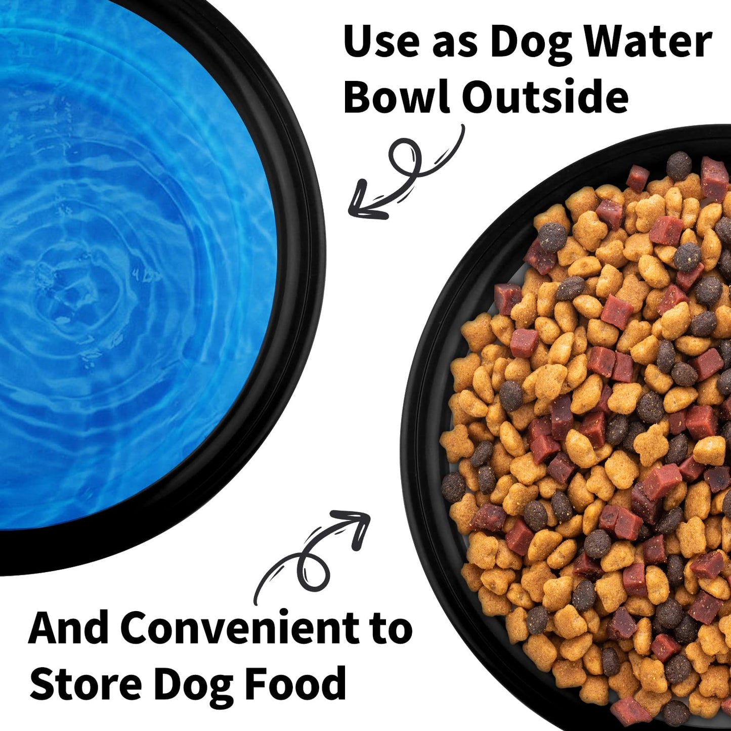 Collapsible Dog Bowls-2 Pack Large Size for Large/Medium Dogs, Pet Travel Water Bowl, Dogs Cat Portable Water Bowl, Dog Pet Feeding Watering Dish Outdoor Hiking Parking Traveling with 2 Carabiners