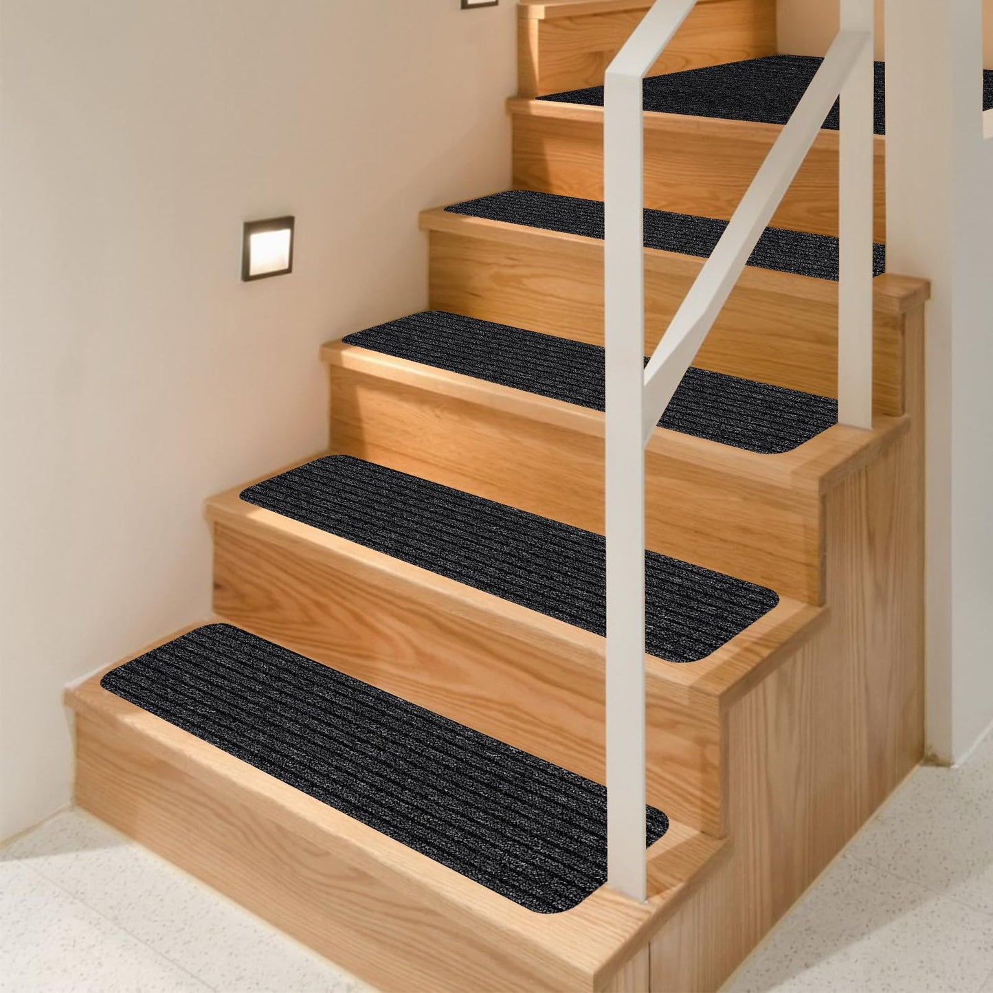 Lacut Non-Slip Stair Treads, 7.8" X 30" (15-Pack) Stair Runner Indoor Outdoor Mat, Black Slip Resistant Stair Tread Mats Step Covers Pads for Elders, Kids and Pets (30" x 7.8", Black)